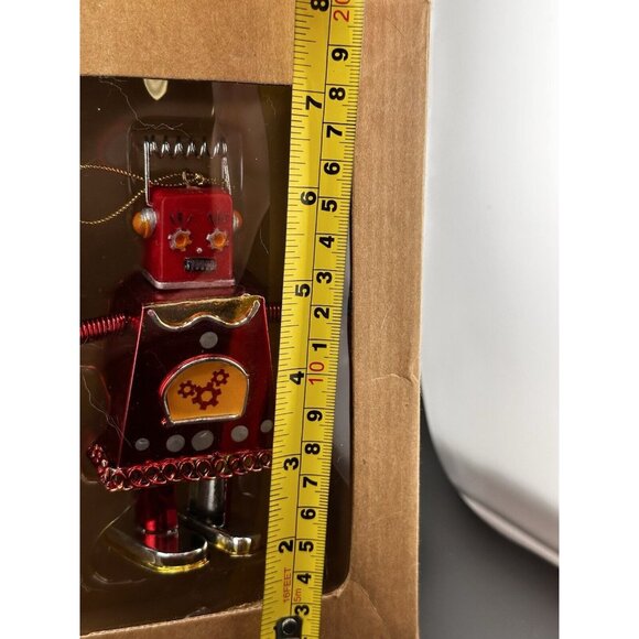 Old Navy Box of Robot Christmas Ornaments Red Green Spring Arms Dangling Legs - Picture 12 of 16